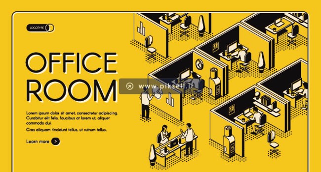 طرح لایه باز گرافیکی ایزومتریک خانه یا اداره یا office home