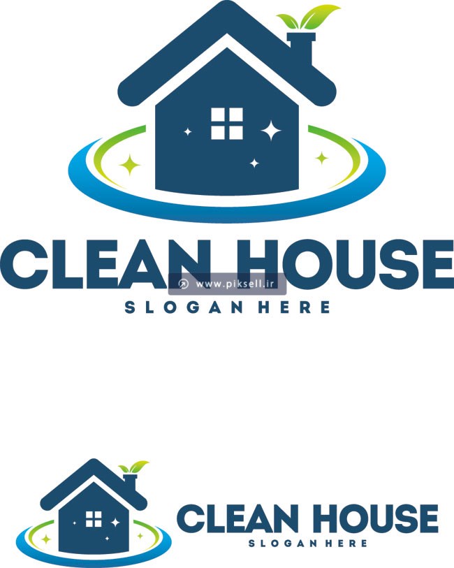 طرح لایه باز وکتور لوگوی خانه تمیز یا clean house با دو پسوند eps و ai
