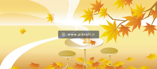 دانلود وکتور لایه باز طرح منظره پاییزی و میز و صندلی با فرمتهای eps و ai