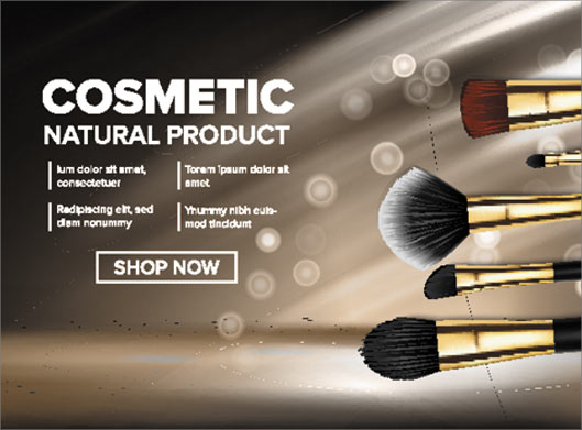 طرح لایه باز وکتور بنر تبلیغاتی با موضوع آرایش یا cosmetic banner