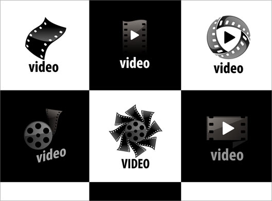 وکتور لایه باز مجموعه لوگو با موضوع ویدئو (video logo set)