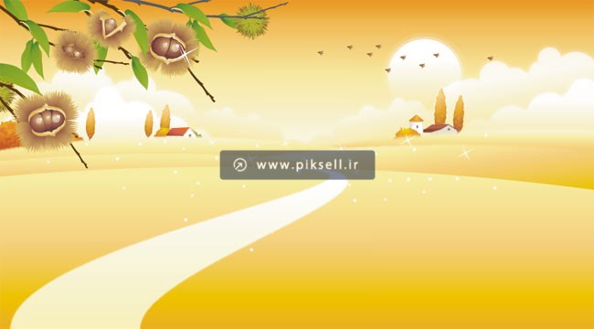 فایل وکتور لایه باز بکگراند پاییزی و غروب خورشید با فرمت eps و ai