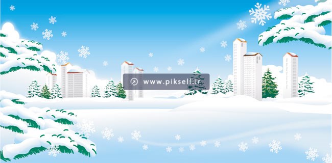 وکتور طرح لایه باز گرافیکی منظره زمستانی برفی با فرمتهای eps و ai