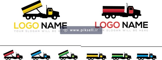 فایل وکتور لایه باز لوگوی کامیون حمل بار و ماشین سنگین