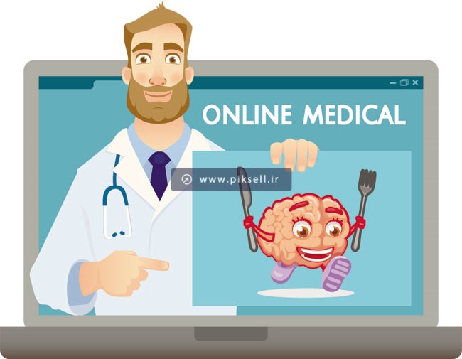 فایل وکتور لایه باز کارتونی دکتر و پزشک مغز با فرمتهای eps و ai