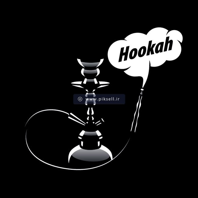 فایل لایه باز وکتور طرح سیاه و سفید قلیان و hookah