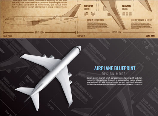 طرح وکتور بنر با موضوع هواپیما و Airplane با فرمتهای eps و ai