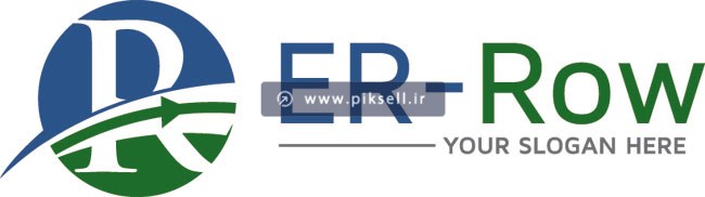 فایل وکتور لایه باز لوگو با حرف R انگلیسی و فلش با مفهوم ER - ROW