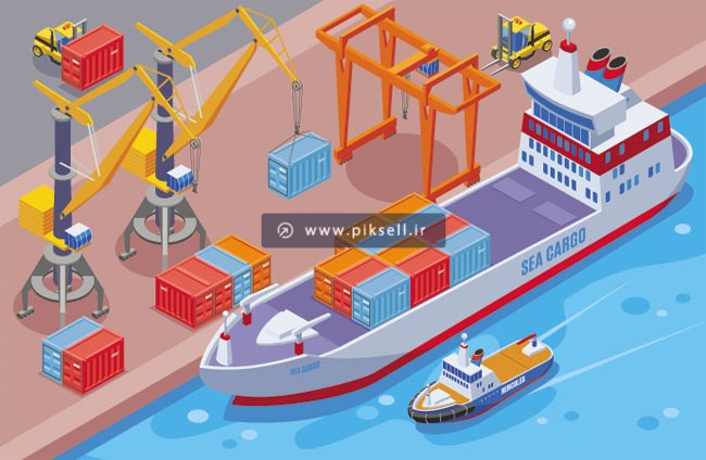 وکتور لایه باز کشتی تجاری و کارگو (Cargo) با فرمتهای eps و ai