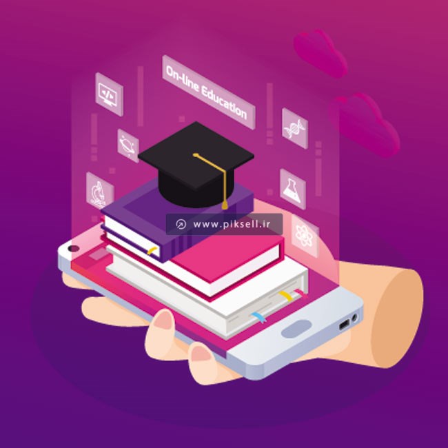 دانلود طرح گرافیکی ایزومتریک با موضوع آموزش و یادگیری آنلاین یا Online Education