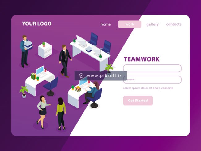 دانلود فایل وکتور ایزومتریک با موضوع تیم ورک (teamwork)
