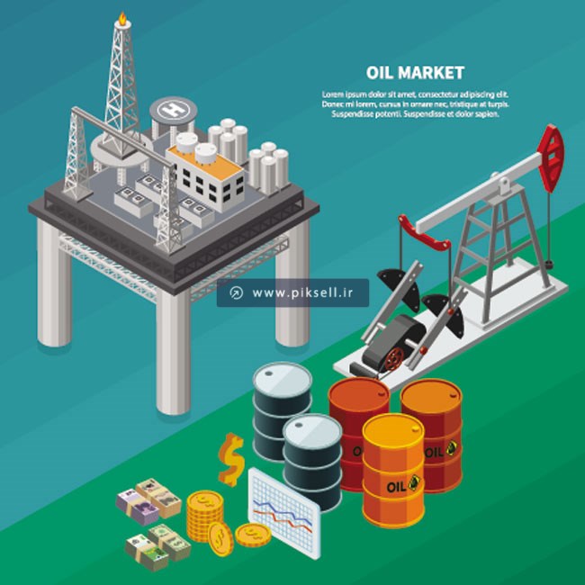 فایل لایه باز وکتور با طرح ایزومتریک پالایشگاه نفت و oil market