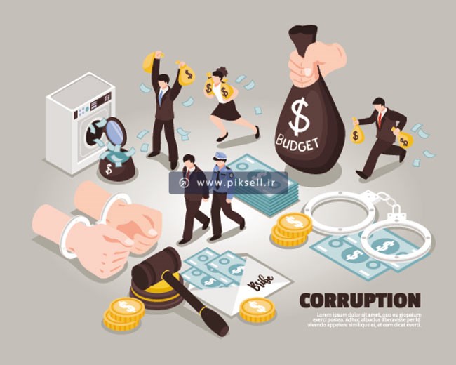 فایل لایه باز وکتور با موضوع سرقت از بانک ، اختلاس و دزدی و دستگیری توسط پلیس