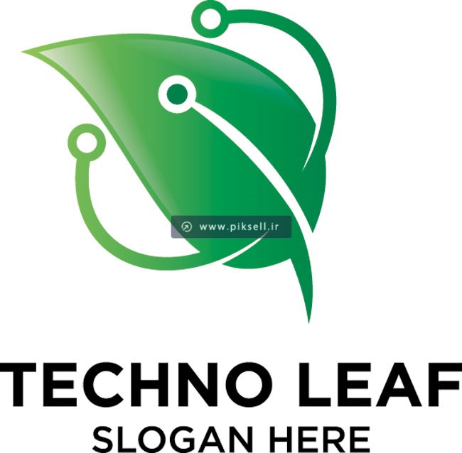 دانلود وکتور لوگوی تکنولوژی و برگ با مفهوم Techno Leaf