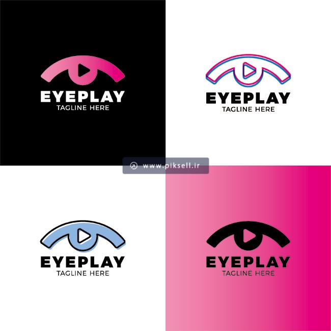 فایل وکتور لایه باز لوگوی ترکیبی نماد Play و چشم