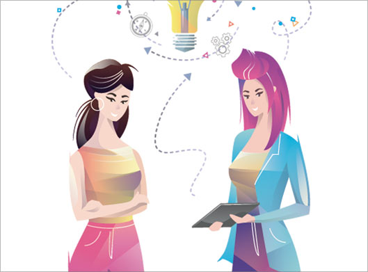 دانلود طرح کارتونی و گرافیکی زن و بانوان خلاق و ایده دار