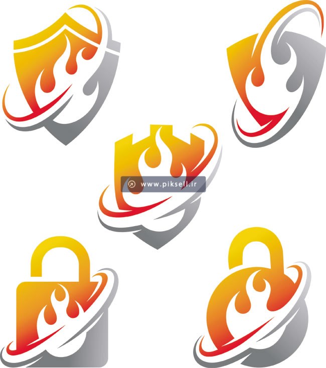 طرح لایه باز وکتور لوگوی آتش و گارد و امنیت