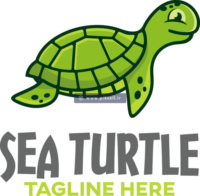 طرح وکتور لایه باز لوگوی لاکپشت سبز یا Sea Turtle