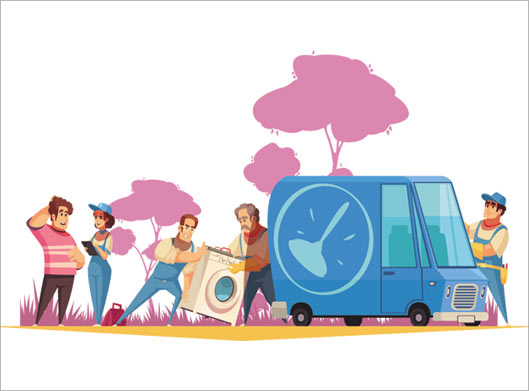 فایل وکتور گرافیکی ماشین حمل ماشین لباسشویی و تمیزکاری