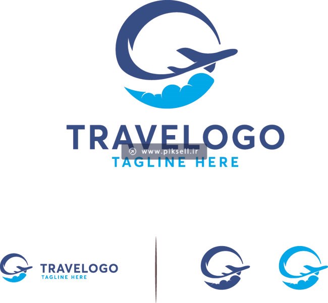 دانلود طرح لایه باز وکتور لوگو و نماد دایره ای سفر هوایی و Travel