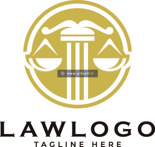 وکتور لایه باز لوگوی Law ، قانون و عدالت و میزان