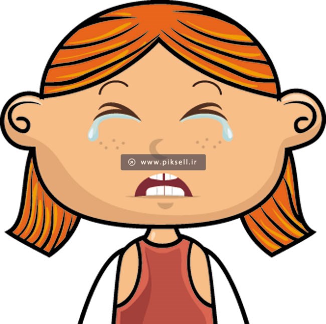 فایل لایه باز وکتور طرح کارتونی دختر بچه در حال گریه کردن