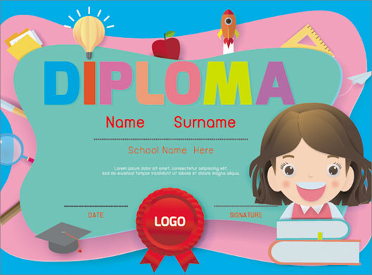 طرح گرافیکی و کارتونی کودکانه diploma و گواهینامه