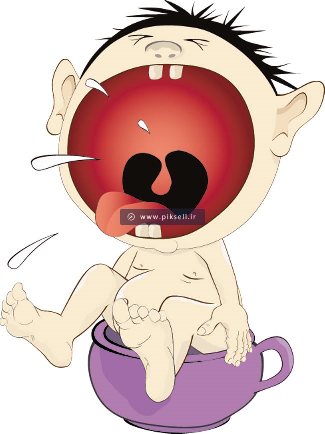 فایل لایه باز گرافیکی و کارتونی نوزاد و بچه در حال گریه کردن و زار زدن