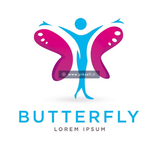 طرح وکتور لایه باز لوگوی انسان پروانه ای یا butterfly با فرمتهای eps و ai