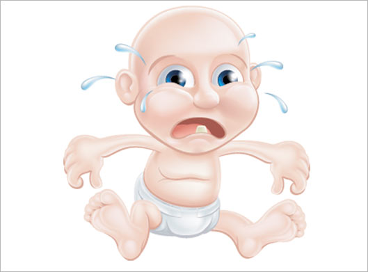 دانلود وکتور طرح کارتونی و گرافیکی نوزاد و بچه در حال گریه کردن و زار زدن