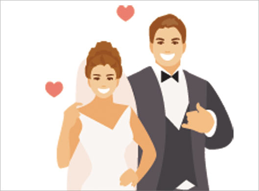 فایل لایه باز وکتور گرافیکی و کارتونی عروس و داماد جوان
