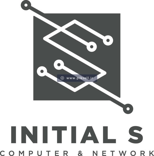 طرح لایه باز وکتور لوگوی حرف s انگلیسی با مفهوم دیجیتال و بی نهایت