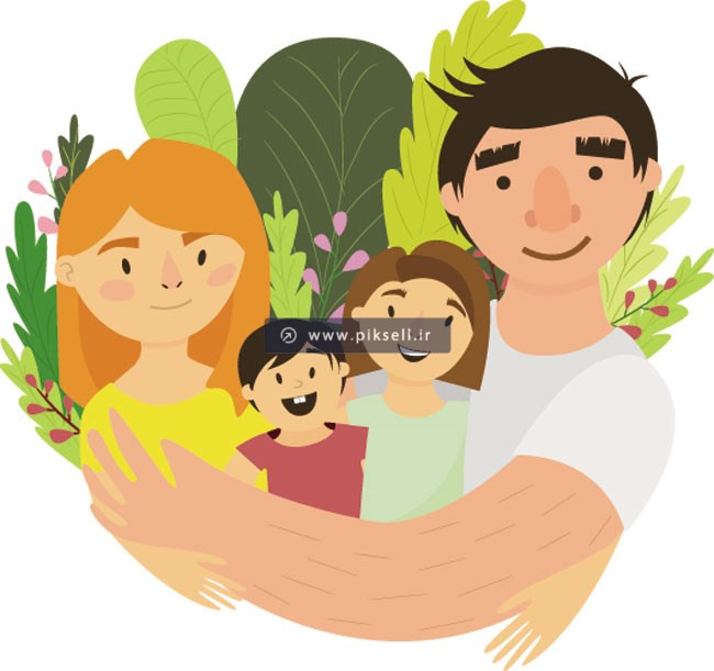 دانلود طرح کارتونی و گرافیکی خانواده شاد در آغوش یکدیگر