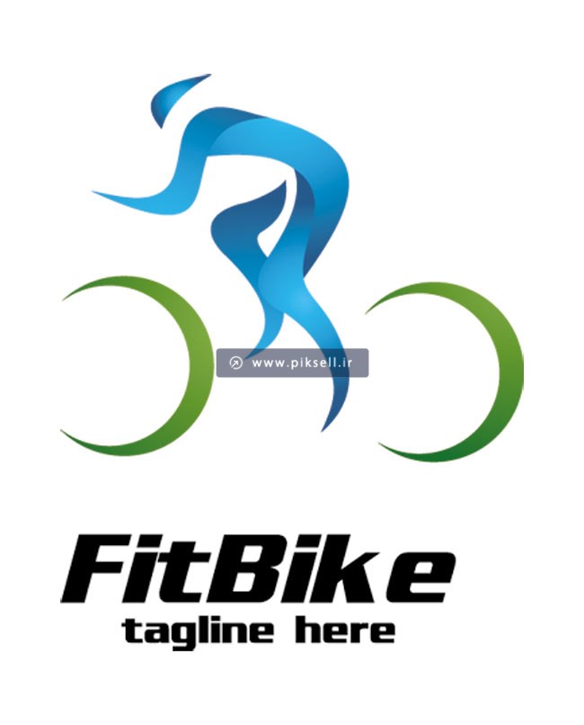 طرح لایه باز نماد و لوگوی مرد دوچرخه سوار و fit bike