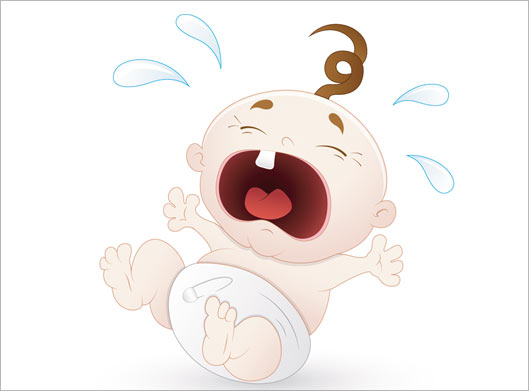 فایل لایه باز طرح گرافیکی و کارتونی نوزاد در حال گریه کردن و وق زدن