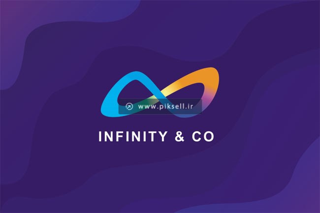طرح وکتور لایه باز لوگو و نماد بی نهایت رنگی یا infinity
