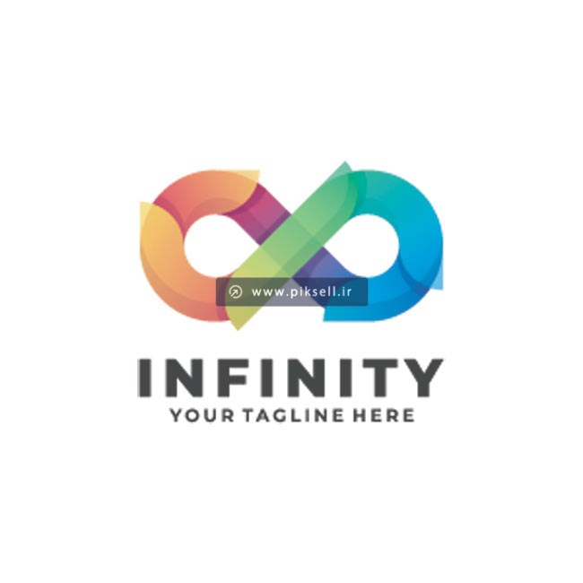 طرح لایه باز وکتور لوگو و نماد بی نهایت رنگی یا infinity