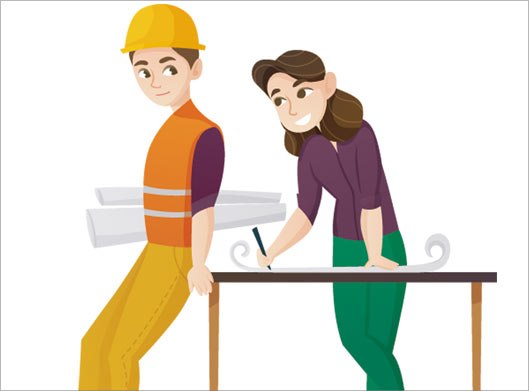 فایل وکتور لایه باز طرح کارتونی و گرافیکی معمار و مهندس ساختمان