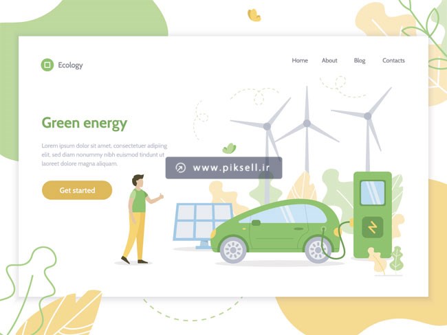 فایل لایه باز وکتور بنر با موضوع انرژی های پاک و green energy
