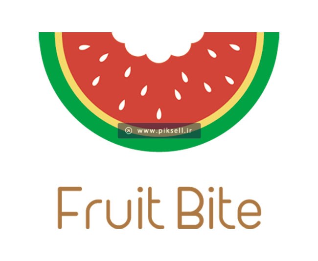 طرح وکتور لایه باز لوگوی قاچ هندوانه یا fruit bite
