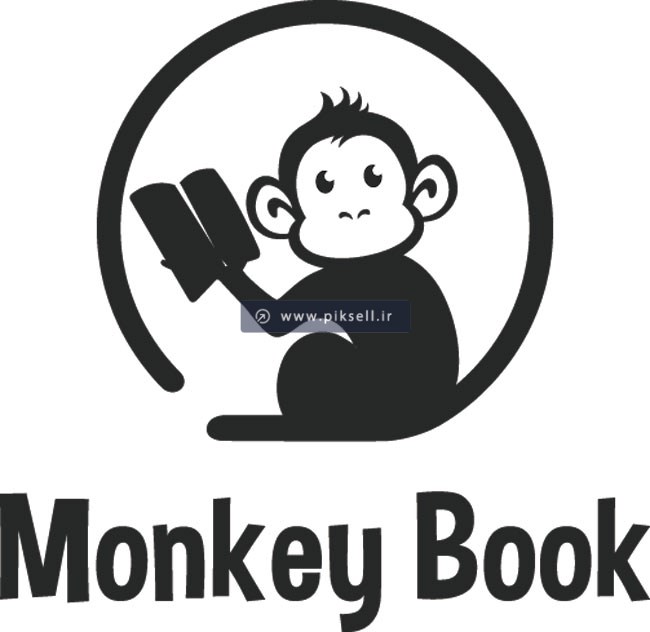 دانلود وکتور لایه باز لوگوی میمون کتابخوان یا Monkey Book