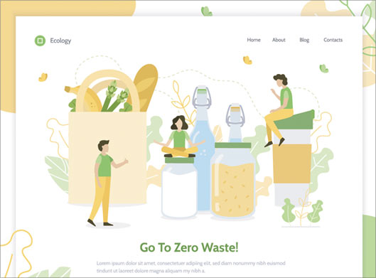 طرح وکتور بنر با موضوع خرید و go to zero waste
