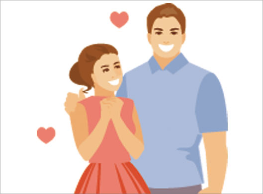 طرح گرافیکی لایه باز زوج عاشق و زن و شوهر جوان