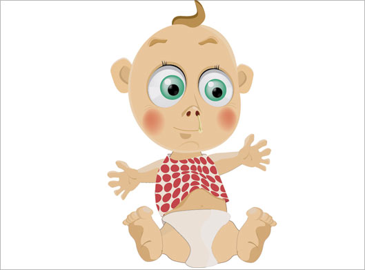 فایل لایه باز گرافیکی و کارتونی نوزاد با چشمان درشت