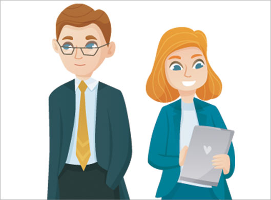 فایل لایه باز کارتونی و گرافیکی زن و مرد کارمند جوان