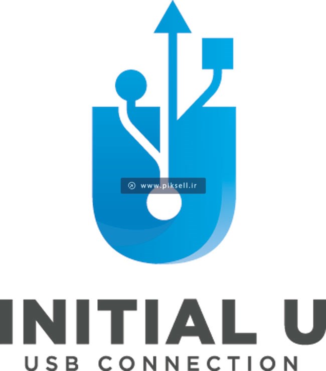 دانلود وکتو لایه باز لوگوی u آبی و مفهوم usb و Initial u