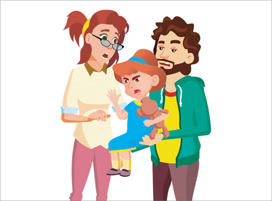 دانلود وکتور کاراکتر کارتونی پسر عصبانی و خانواده و پدر و مادر