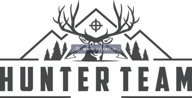 دانلود طرح تک رنگ وکتور لوگیو شکار گوزن یا Hunter Team