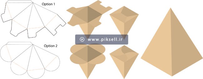 وکتور لایه باز طرح قالب برش و دایکات جعبه پفیلا یا پاپ کورن