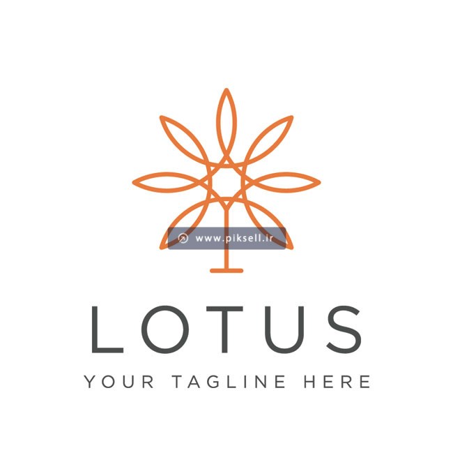 طرح لایه باز لوگو و نماد خطی گل چند پر یا Lotus